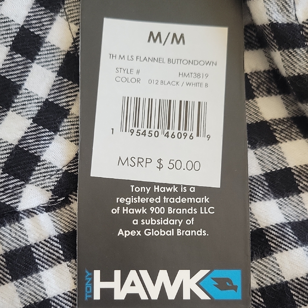 NWT-- TONY HAWK Men's Black and White Checkered Hoodie Shirt | Size: M - Picture 4 of 11